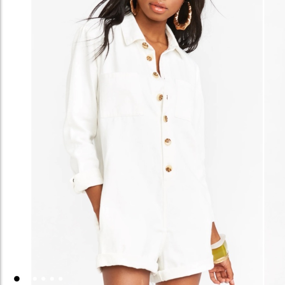 Show Me Your MuMu White Button-Up Romper